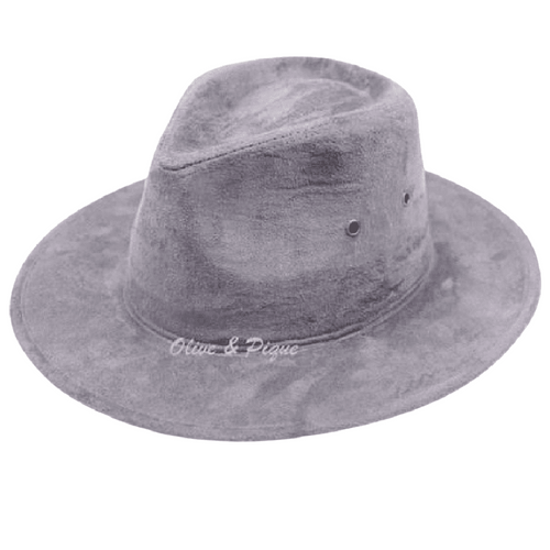 Grey Adjustable Faux Suede Unisex Classic Panama Hat