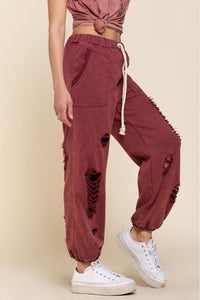 Vintage Inspired Slit and Distressed Relaxed Fit Jogger Pant - Paul lucianolaw