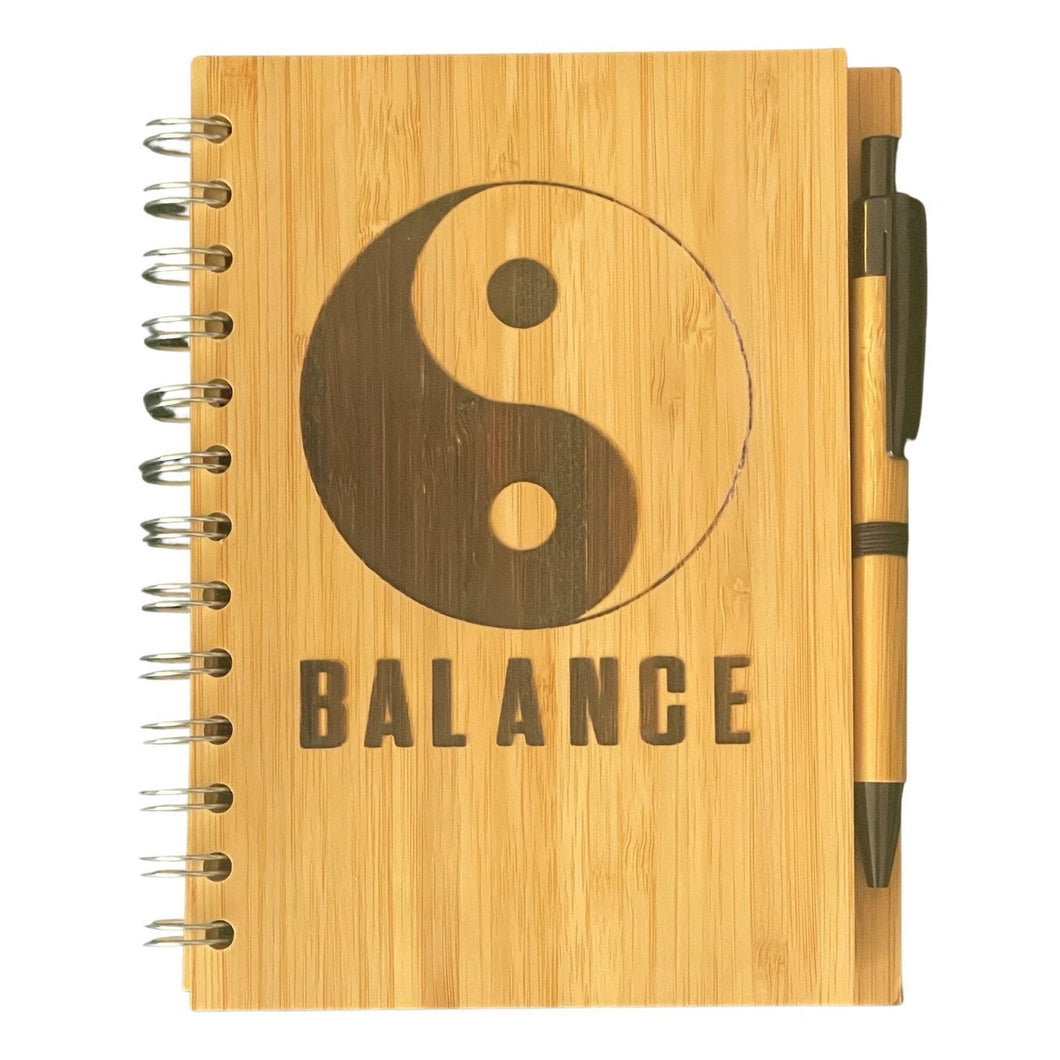 Boho Hippie Laser Etched Bamboo Wood Yin Yang Journal - Paul lucianolaw