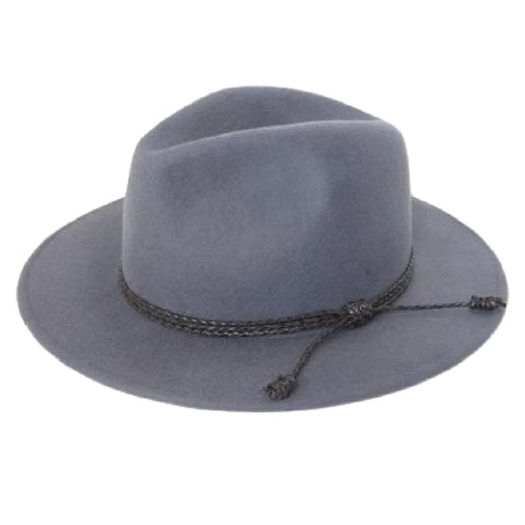 Grey Panama Hat with Braided Trim
